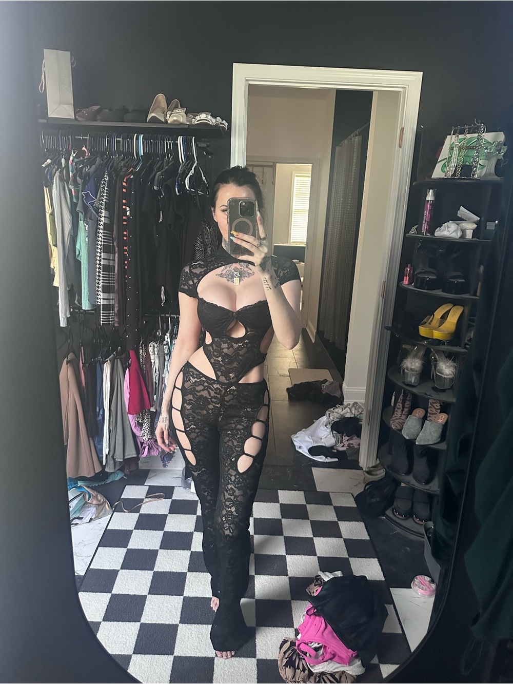 Outkast Black Lace Cutout Halter Jumpsuit - Picture 5 of 5